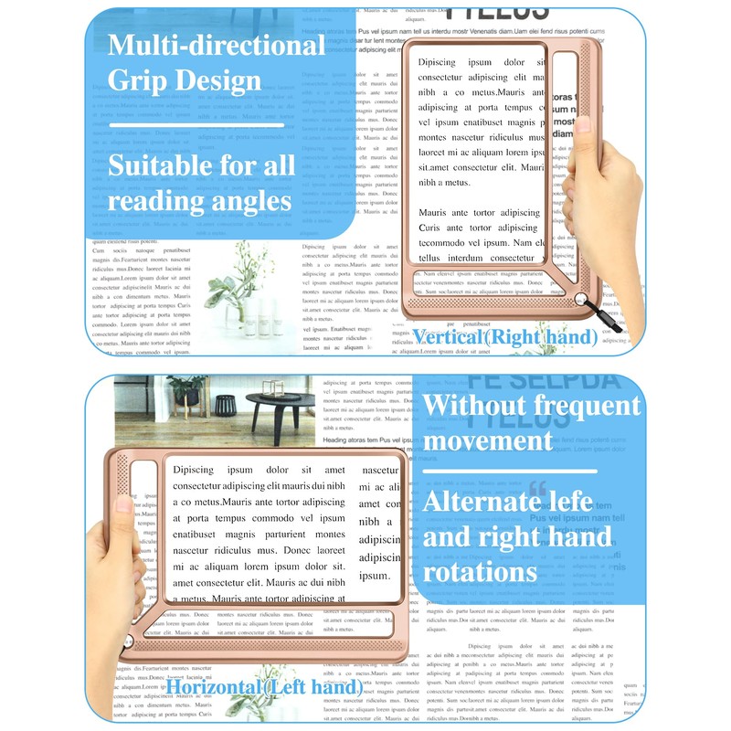 Tobegiga 4X Full Page Magnifying Glass for Reading, Lightweight Rectangular