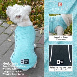 KYEESE Dog Shirt for Small Dogs Quick Dry Soft Breathable Protects Against Foxtails Dog T-Shirt with Reflective Stripe Lightweight Tank Top Sleeveless Vest Dog Clothes UV Protection, Lake Blue, XL