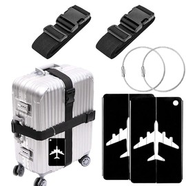 CPJJ Pack of 2 luggage strap strap, eye-catching luggage strap with luggage tag air travel, for quick identification luggage travel bag suitcase