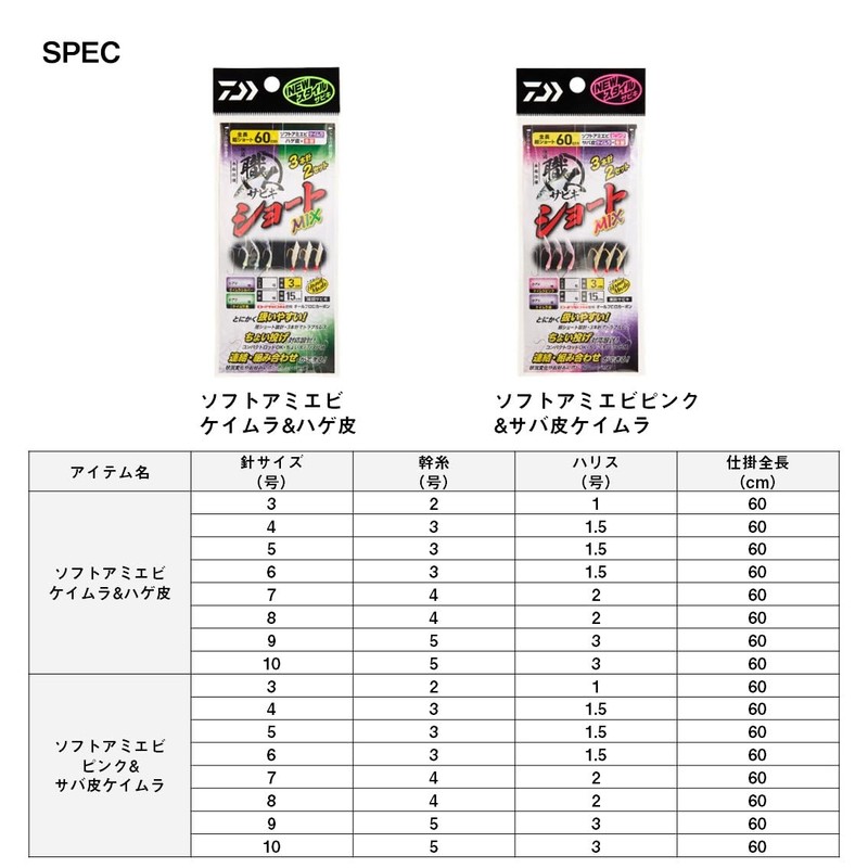 Daiwa 8-2.0 Comfortable Craftsman Sabiki Short MIX 3-2.0 Set of