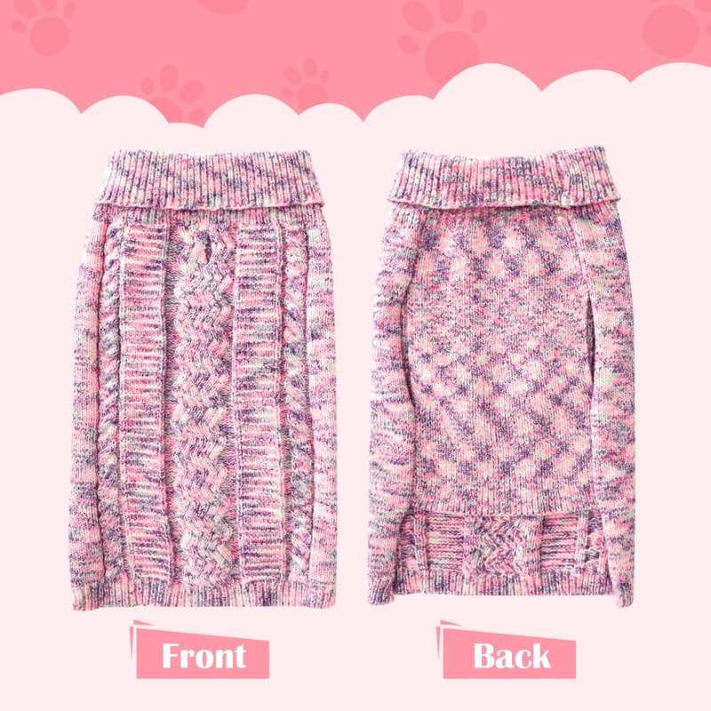 SlowTon Small Dog Sweater - Turtleneck Pullover Dog Knitwear for