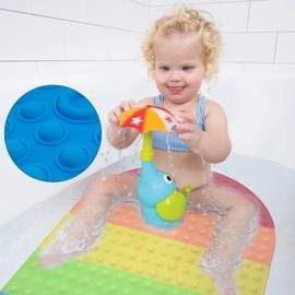 Tiamo Baby Bath Mats for Tub Non Slip, 2 Pack Rainbow Kids' Bathtub Mats, 27 x 15 Inches Silicone Non-Slip Bathtub Mats, Textured Surface with Massage Bubbles