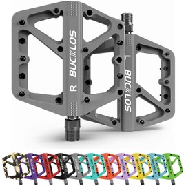 BUCKLOS Pedales para bicicleta de montaña, pedales de MTB, para adultos, bicicleta de carretera, plataforma grande, pedal antideslizante de nailon, para bicicleta de grava/bicicleta híbrida de 9/16