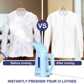 MASTEAM Steamer for Clothes Steamer,Handheld Shirt Steamer Hat Steamer for Home and Travel with Automatic Shut-Off Safety Protection, 180ML (Blue), H009, 8.28x3.54