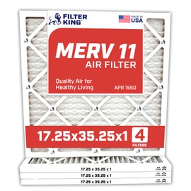 Filter King 17.25x35.25x1 Air Filter | 4-PACK | MERV 11 HVAC Pleated A/C Furnace Filters | MADE IN USA | Actual Size: 17.25 x 35.25 x .75"