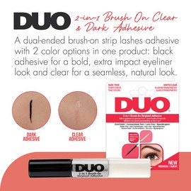 DUO Adhesives 2-in-1 Brush On Clear & Dark Adhesive, Dual-Ended Two Color Choice False Eyelash Adhesive Solution for Strip Lashes, 0.18 oz 1-Pack
