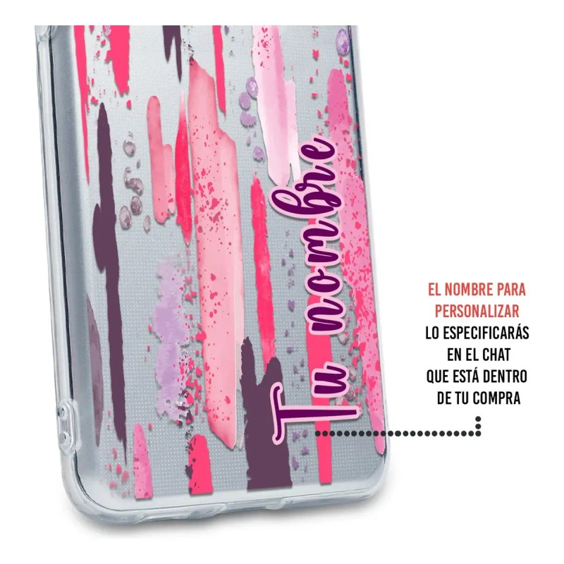 Funda Para Honor Mujer Manchas Pintura Rosa Con Nombre