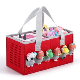 Carrying case for Toniebox Audio Player and Figurines Starter Set,Felt Organizer Bag,Travel for toniebox Earphone and charger accessories portable bag (Red)