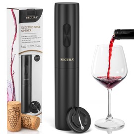Secura Electric Wine Opener with Foil Cutter, Battery Operated Automatic Wine Bottle Opener, One-click Button Reusable Corkscrew Wine Opener for Wine Lovers Home Kitchen Bar Wedding Party