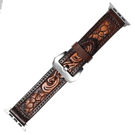 American Darling ADWAR102-45 Beautifully Hand Tooled Genuine American Leather I watch Strap Men and Women Unisex