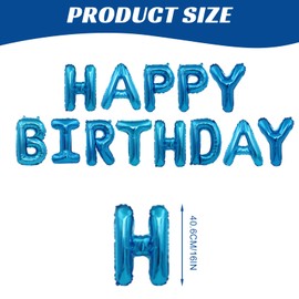 yafuidil Dark Blue Happy Birthday Balloons Banner - 16 Inch Foil Letters Happy Birthday Sign Reusable Party Decorations for Kids and Adults