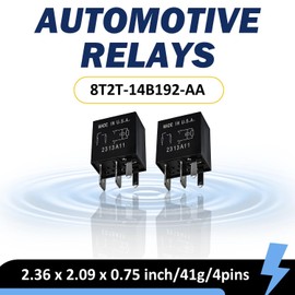 2-Pack Relay 8T2T-14B192-AA | 12VDC 4-Pin Automotive Relay Replacement Compatible with Select Ford Models