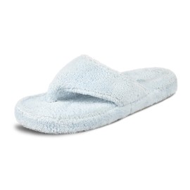 Acorn Women's Spa Thong Slippers with Cloud Contour Comfort - Arch Support and Plush Fluffy Terry Lining, Perfect for Beach, Camping, Poolside, or Bathroom Wear, Powder Blue, 11 - 12