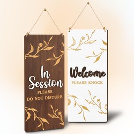 Woodamore In Session Door Sign For Therapists - Please Do Not Disturb Sign For Office Door, Therapy Session In Progress Door Sign, Welcome Please Knock Sign For Door, Massage Therapy Decor