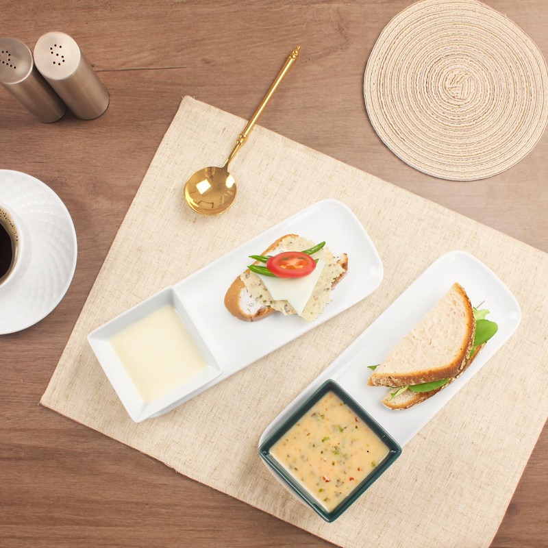 jinsongdafa Soup and Sandwich Plate Combo, 7 oz Dip/Soup Bowl