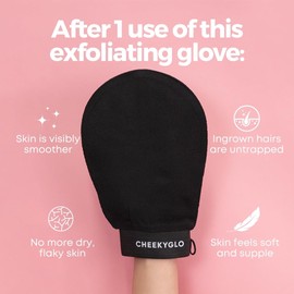 CheekyGlo Premium Exfoliating Glove (Black) | 100% Vegan Viscose Tradition Body Scrub Glove | Kessa Exfoliating Glove | Body Exfoliator | Self-Tan Removal | Keratosis Pilaris Exfoliation