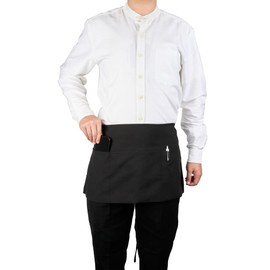 Restaurantware-Chef 101 Waist Apron, 1 Server Apron With 3 Pockets - Half Waist, Machine Washable, Black Poly-Cotton Unisex, For Hotel, Bar, Cafe, Salon, Restaurant, Spa, Florist, And More