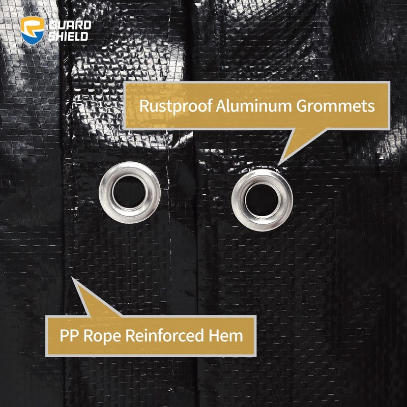 GUARD SHIELD Black Tarp Waterproof 12x16 Feet Medium Duty All