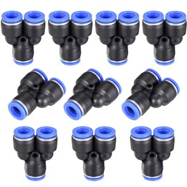 NACX Y Shape Push to Connect Fittings, 12mm (1/2”) OD, Air line Push Lock Tube Fitting Splitter, 10Pcs
