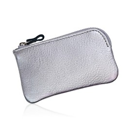 artigianoworks apo-12ns Coin Purse, Round Zipper, Cowhide Leather, Nume Leather, Himeji Leather, Made in Japan, Silver