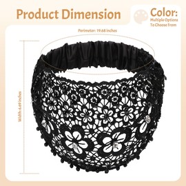 4 Pcs Lace Headbands for Women, Wide Floral Pearl Elastic Hair Accessories, Boho Style