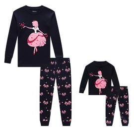 Babyroom Girls Matching Doll&toddler 4 Piece Cotton Pajamas Toddler Dance Sleepwear size 3 Blue