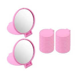 10 Pcs Pink Mini Folding Round Compact Mirror for Purse, Vintage Portable Pocket Mirror Travel Makeup Mirror for Women Daily Use