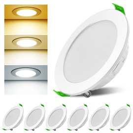 Asstikoo LED Recessed Spotlights, 230 V, Dimmable, 7 W, Set of 6, Recessed Ceiling Spotlights, Hole Opening, Diameter 85-100 mm, IP44 Ultra Flat LED Spotlights for Bathroom, Living Room