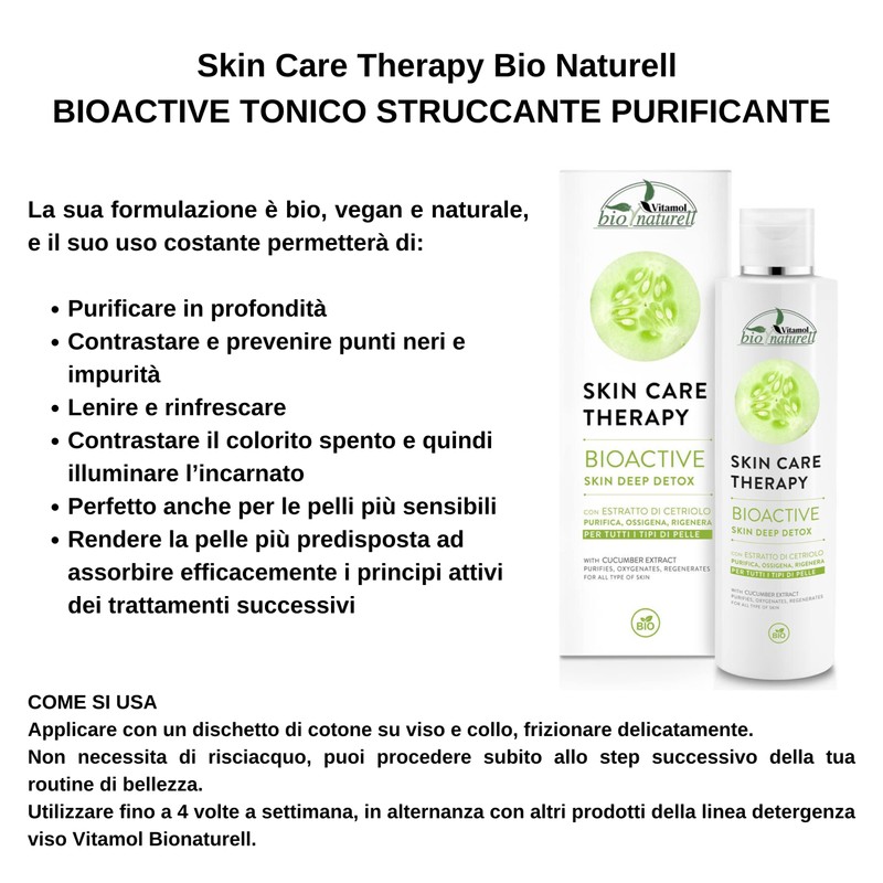 Vitamol Bio Naturell Bioactive Purifying Facial Makeup Remover Tonic Skin