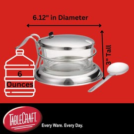 Tablecraft Juego de mesa para condimentos de vidrio de 6 onzas | Calidad comercial para restaurante o uso doméstico