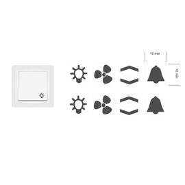 Switch Sticker Set Sticker with Light Fan Arrows and Bells Sticker (RP 25/1) (10 mm, Grey Symbols)