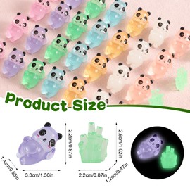 NQEUEPN 35pcs Luminous Mini Pandas & 5pcs Bamboos, Small Resin Pandas Glow in the Dark Tiny Miniature Panda Figurines Resin Animals for DIY Crafts