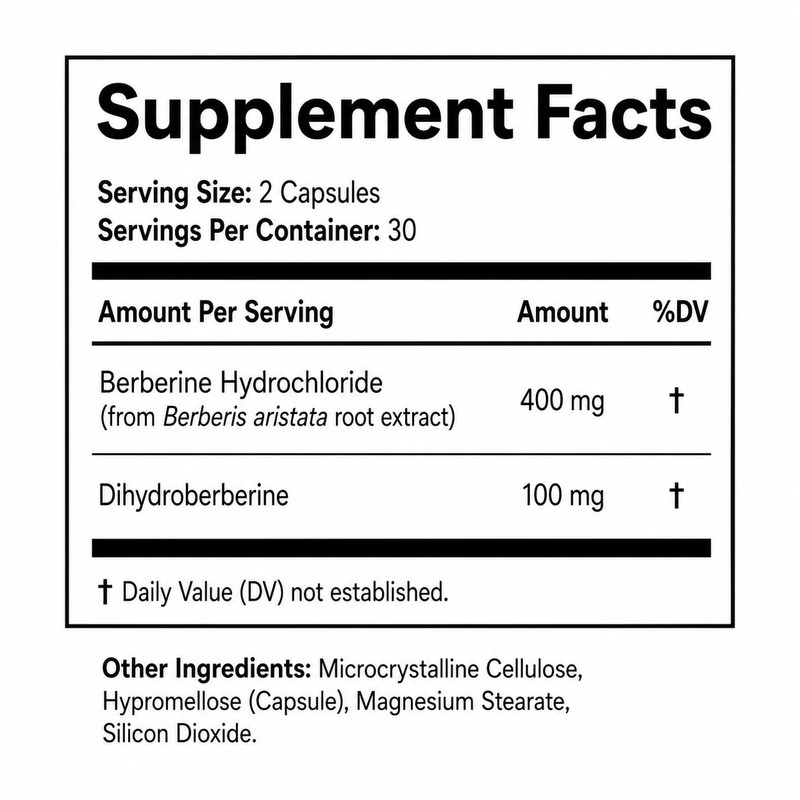 Berberine Supplement 500 mg, Dual-Form Complex, 60 Capsules