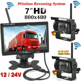 2x Wireless IR Waterproof Night Vision Backup Camera +7" HD Monitor for RV Truck