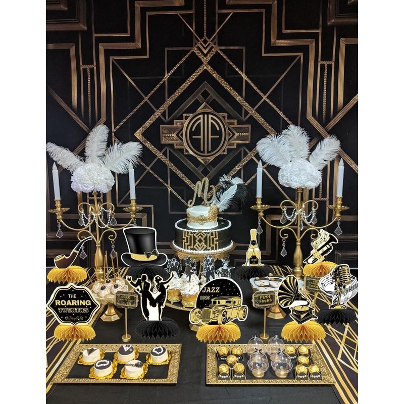 INRUI 9 Pieces Roaring 20s Party Honeycomb Centrepieces