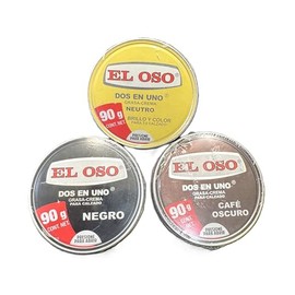 El Oso - Two in One Shoe Cream and Polish, 3 different colors 90g/each (Pack of 3)