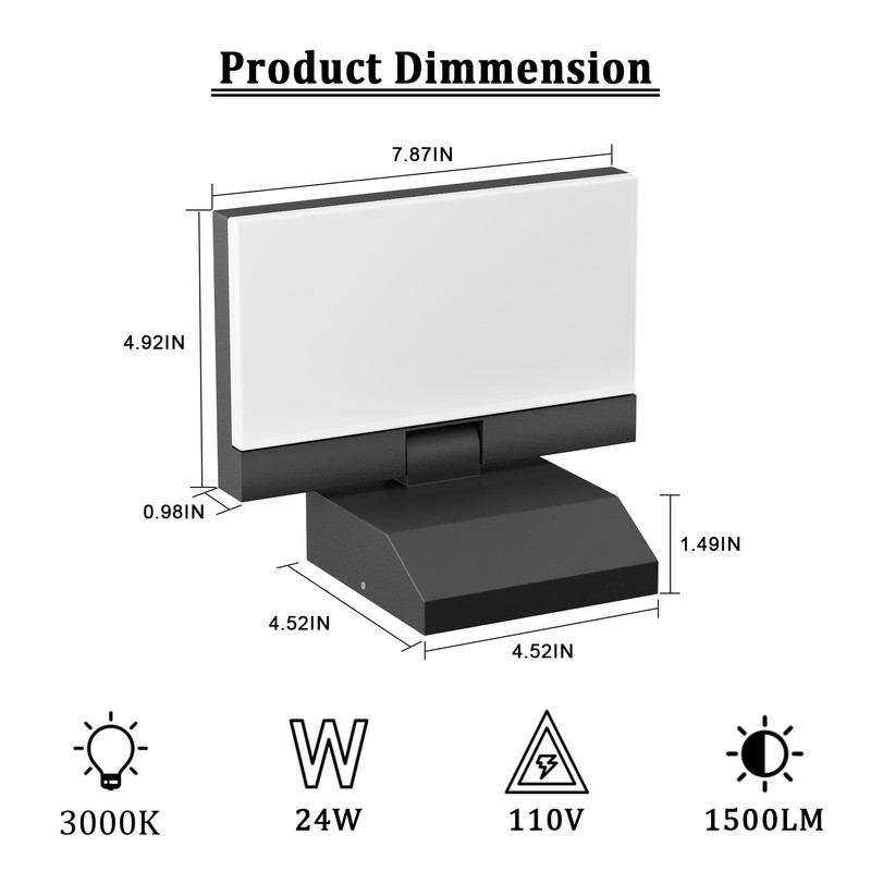 Coinmit 2 Pack Modern Outdoor Wall Light 3000K 24W Porch