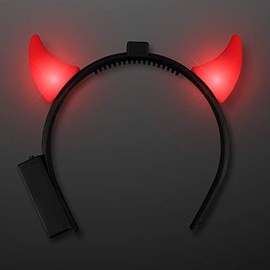 FlashingBlinkyLights Red Light Up Devil Horns Headband (Set of 12)