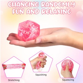 Fidget Cube Stress Balls, Ice Sensory Squishy Toys Stress Cube for Kids and Adults Anxiety Relief, Malt Sugar Squishy Ball Fidget Toys, Squeeze Cube Stress Toy for Students Calming (Red)