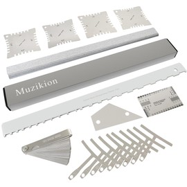 Guitar Setup Kit Luthier Repair Tools with 16" Fret Leveler Sanding Beam, Guitar Neck Notched Straight Edge, Guitar Radius Gauge Set, String Action Ruler Gauge, Fret Rocker, Feeler Gauge