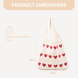 LUHOCIY Beach bag, heart bag, crochet bag, suitable for a variety of occasions, whether it is daily commuting, or weekend leisure, can be perfectly adapted to your needs