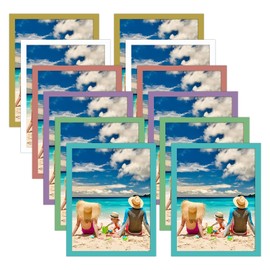 CRUGLA 12 Packs 8.5x11 Magnetic Picture Frames for Refrigerator Locker, 8.5 by 11 Certificate Document Frame Bulk, Colored Peel, Stick Kids Artwork Holders for Fridge Dishwasher Whiteboard