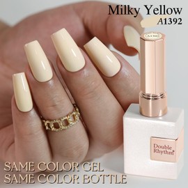 Double Rhythm 15ML Gel Polish Jelly Sheer Pastel Light Milky Color 1 PC 0.53 OZ Bottle UV Nail Polish Art Salon at Home for Women (Beige-B-A1392)