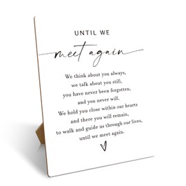 Wedding Memorial Sign, Wedding Party Supplies For Reception, Until We Meet Again Wedding Sign With Stand, Vintage Wooden Tabletop Decor For Wedding, Funeral Sympathy Remembrance Gifts, 10