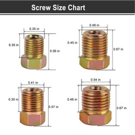 MuHize Brake Line Fitting Kit 32PC - SAE 3/16" & 1/4" Brake Tube Inverted Flare Unions (3/8-24 UNF) for Ford GM Dodge Chrysler Jeep Car Truck - Heavy Duty