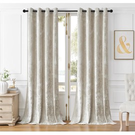 SMILETIME Ivory White Crushed Velvet Curtains 52x90in Luxurious Insulated Velvet Drapes for Bedroom Thicker Velvet Pinch Pleat Curtains Light-Filtering Velvet Window Curtains, 2 Panels