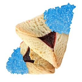 JewFadz Sprinkle Hamantashen, Happy Purim Sprinkled Hamantaschen, Pack of24 Individually Wrapped Cookies, Favours, Gifts For Shalach Manos Purim Basket | Kosher Gourmet Hamentashen (Blue)