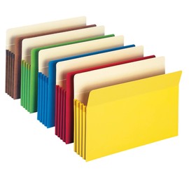 Smead File Pocket, Straight-Cut Tab, 3-1/2" Expansion, Legal Size, Assorted Colors, 5 Each Per Pack (74892)