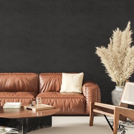 VEELIKE 15.7''x118'' Charcoal Black Concrete Wallpaper Peel and Stick Thick Concrete Contact Paper for Countertops Waterproof Self Adhesive Removable Vinyl Film Decorative for Bathroom Bedroom Garage