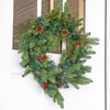 Sunnydaze 24" Green Pre-Lit Artificial Christmas Wreath with Pinecones and